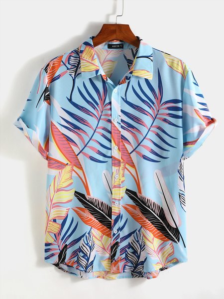 

Short Sleeve Floral Shirts & Tops, As picture, Men's Floral shirt
