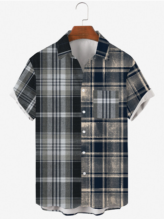 

Vintage Checked/Plaid Shirt Collar Shirts & Tops, Black, Men's Floral shirt