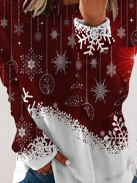 

Red Snowflakes Women's Casual Sweatshirt, As picture, Hoodies&Sweatshirts