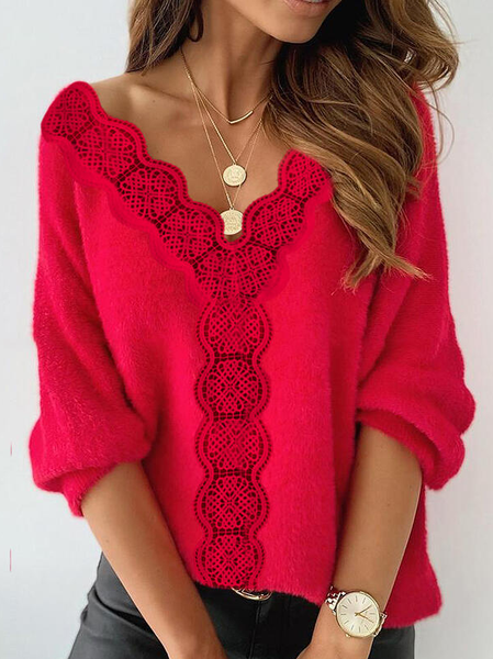 

Casual Plain Shirts & Tops, Red, Tops