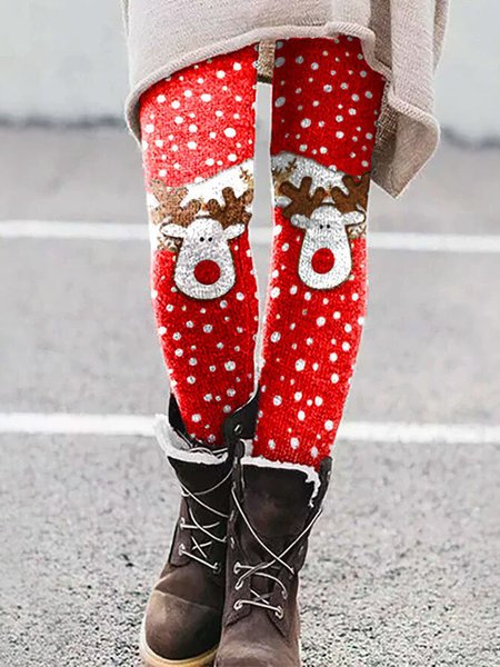 

Skinny Christmas Leggings, Red, Leggings