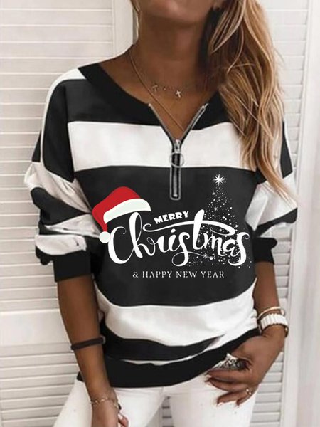 

Christmas Letter Loosen Cotton Sweatshirts, Black, Sweatshirts & Hoodies