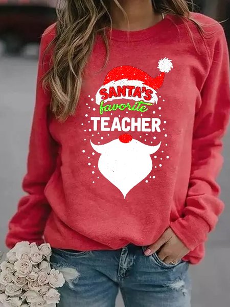 

Santa’s Favorite Teacher Merry Christmas Women's Sweatshirts, Red, Hoodies&Sweatshirts
