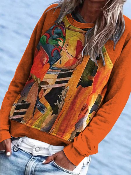 

Casual Loosen Abstract Sweatshirt, Orange, Sweatshirts & Hoodies