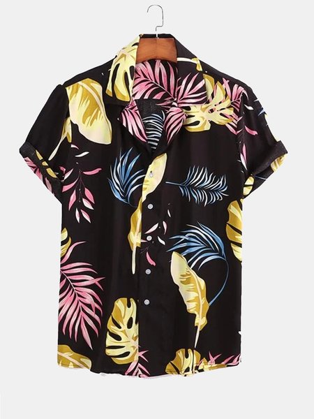 

Shirt Collar Casual Shirts & Tops, As picture, Men's Floral shirt