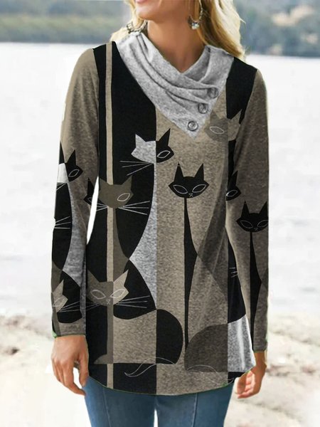 

Cowl Neck Shirts & Tops, As picture, Tops