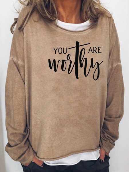 

You Are Worthy Sweatshirt, Khaki, Hoodies&Sweatshirts