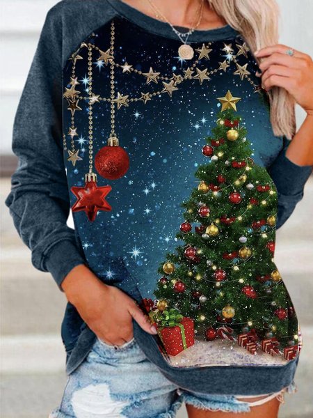 

Loosen Crew Neck Sweatshirt, Blue, Hoodies & Sweatshirts