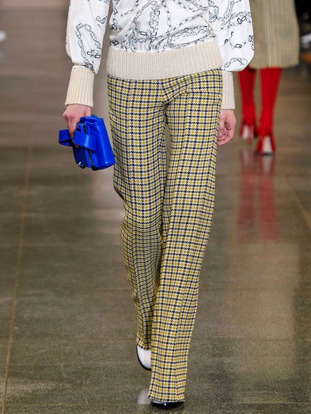 

Work Houndstooth Regular Fit Pants, Yellow, Straight Leg Pants