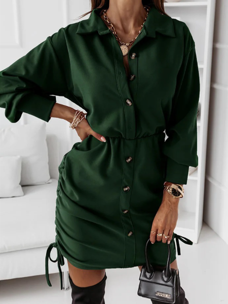 

Casual Household Daily Vintage Plain Dresses, Green, Casual Dresses
