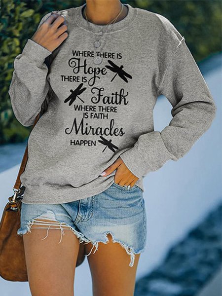 

Gray Letter Basics Cotton Blends Sweatshirt, Hoodies & Sweatshirts