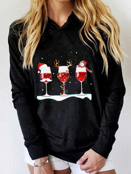 

Christmas Cotton Casual Printed Sweatshirt, Black, Sweatshirts & Hoodies