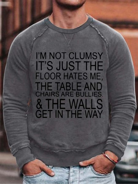 

I'm Not Clumsy Casual Long Sleeve Cotton Blends Sweatshirts, Gray, Hoodies&Sweatshirts