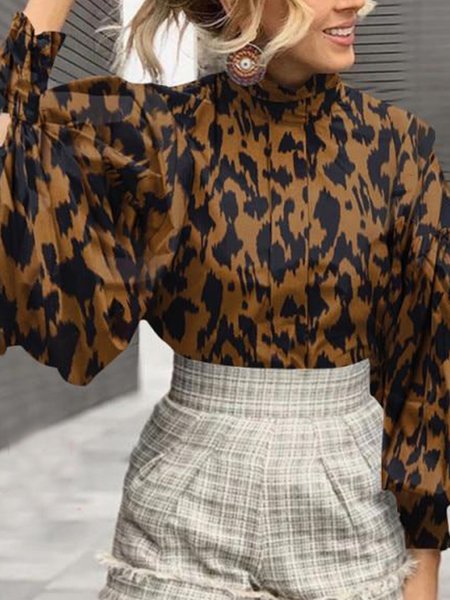 

Simple Vintage Leopard Regular Fit Top, Blouses and Shirts
