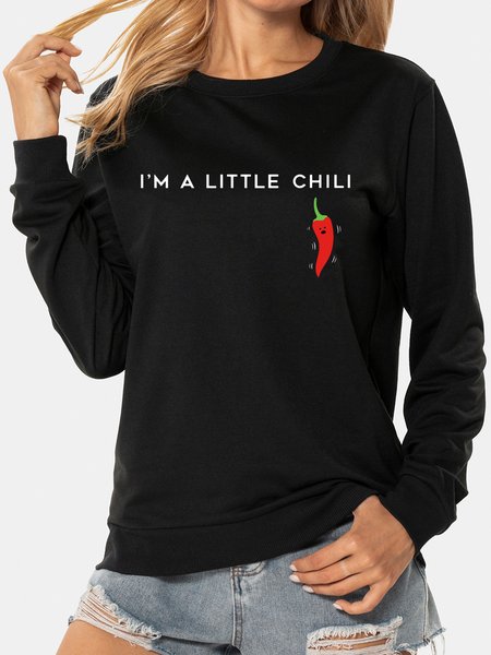 

Unocis Fun Print Round Neck Long Sleeve Sweatshirt, Black, Sweatshirts