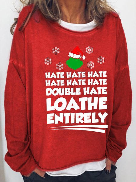 

Xmas Hate Gift Funny Graphic Crew Neck Sweatshirt, Red, Hoodies&Sweatshirts