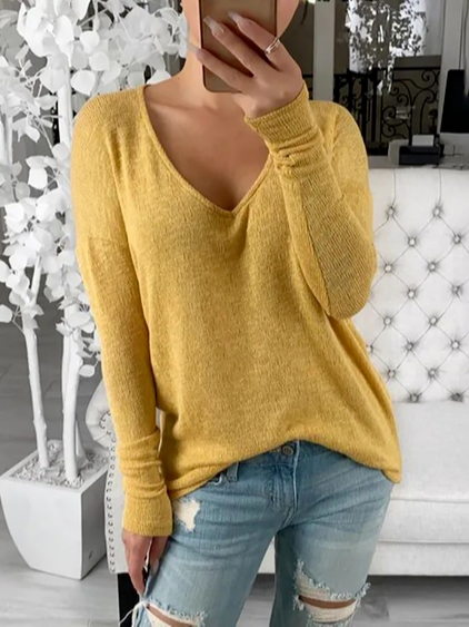 

Acrylic Plain V Neck Sweater, Yellow, Sweaters & Cardigans