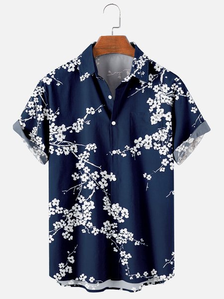 

Vintage Shirt Collar Plants Shirts, Purplish blue, Men's Floral shirt