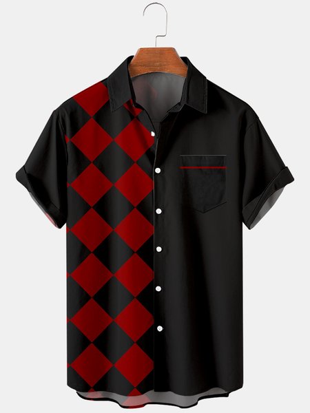 

Geometric Casual Shirt Collar Shirts, Black, Men's Floral shirt