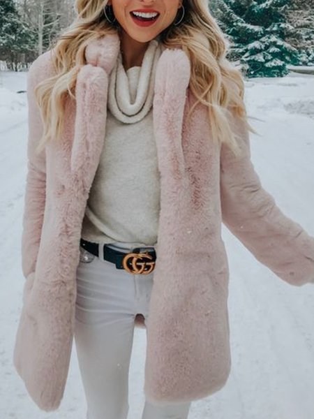 

Flat Collar Vintage Regular Fit Outerwear, Pink, Coats
