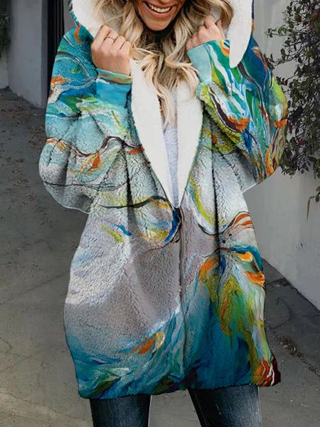 

Geometric Hooded Outerwear, Green, Jackets& Coats
