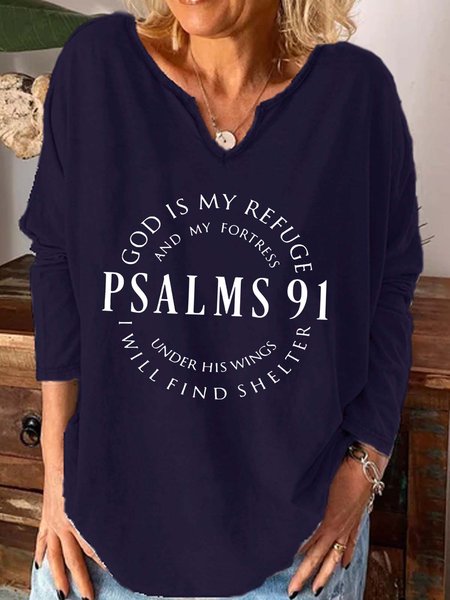 

PSALMS 91 Casual Cotton Blends Shirts & Tops, Purplish blue, Hoodies&Sweatshirts