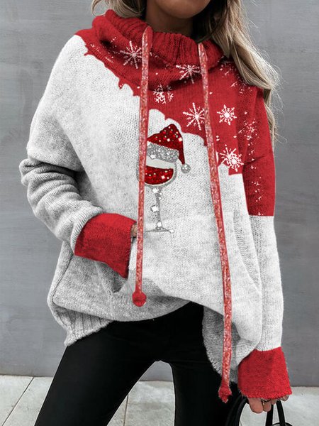 

Christmas Hooded Color Block Sweatshirt, Gray, Sweatshirts & Hoodies