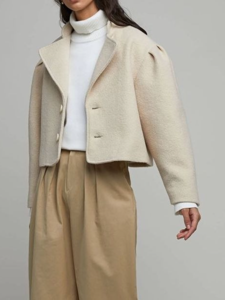 

Winter Crew Neck Simple Work Formal Daily Outerwear, Apricot, Jackets