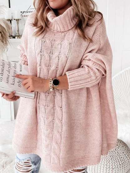 

Cowl Neck Casual Plain Sweater, Pink, Sweaters