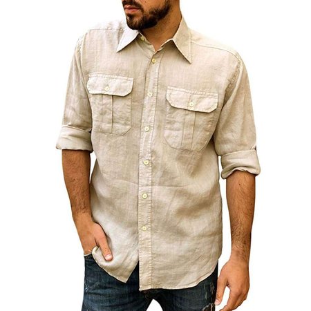 

Casual Shirt Collar Shirts, Khaki, Shirt