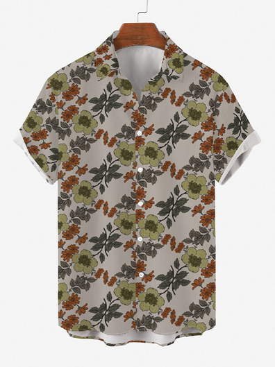 

Vintage Short Sleeve Shirts & Tops, As picture, Men's Floral shirt