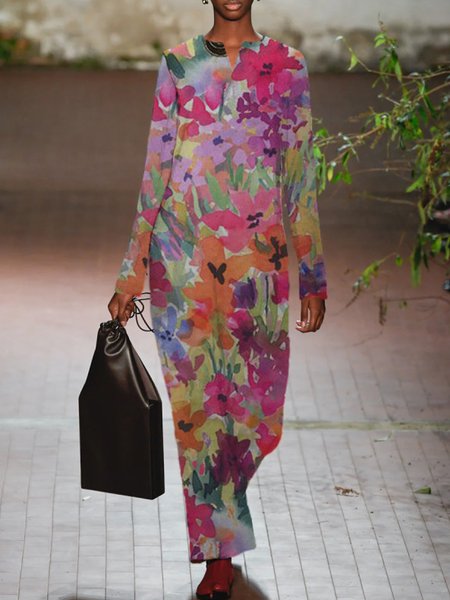 

Casual V Neck Abstract Dresses, Multicolor, Tie dye dress