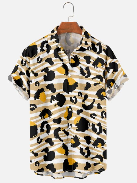 

Geometric Vacation Shirts, As picture, Men's Floral shirt