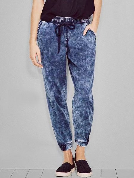 

Casual Denim Loosen Pants, Blue, Pants