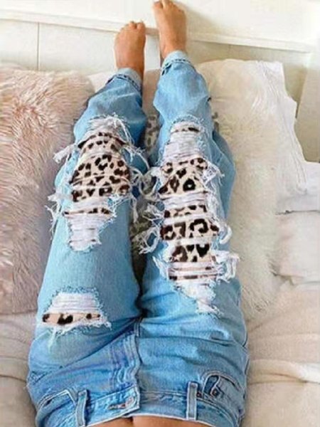

Loosen Patch Pants, Blue, Jeans