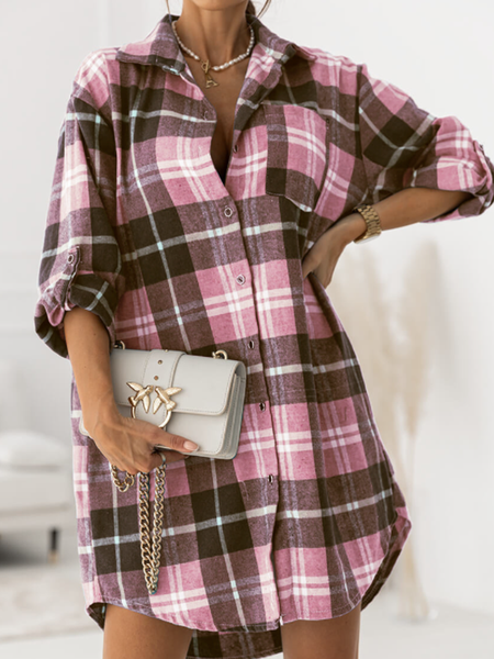 

Casual Household Daily Vintage Shirt Collar Shirts & Tops, Pink, Shirts & Blouses
