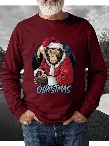 

Christmas Graphic Long Sleeve Casual Sweatshirt, Red, Sweater