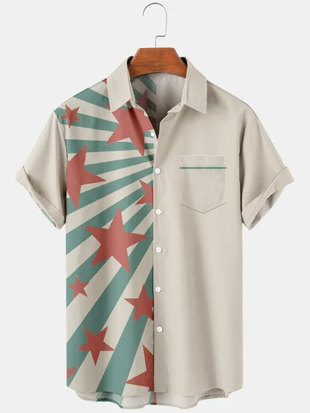 

Casual Short Sleeve Shirts, As picture, Men's Floral shirt