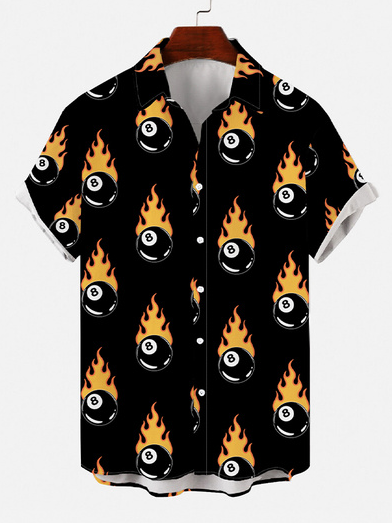 

Short Sleeve Casual Shirts & Tops, Black, Men's Floral shirt