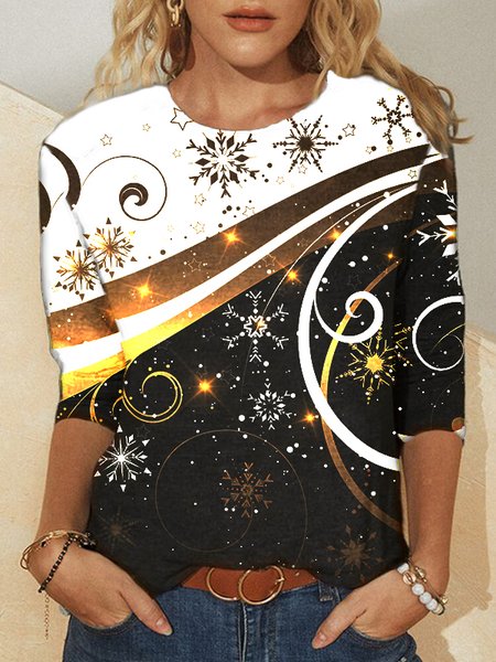 

Long Sleeve Crew Neck Printed Casual Shirts & Tops, Multicolor, T-Shirts