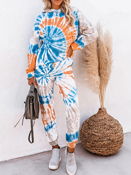 

Regolare In forma Cotone miscele Tintura a nodi Suits, Blu-arancio, Suit
