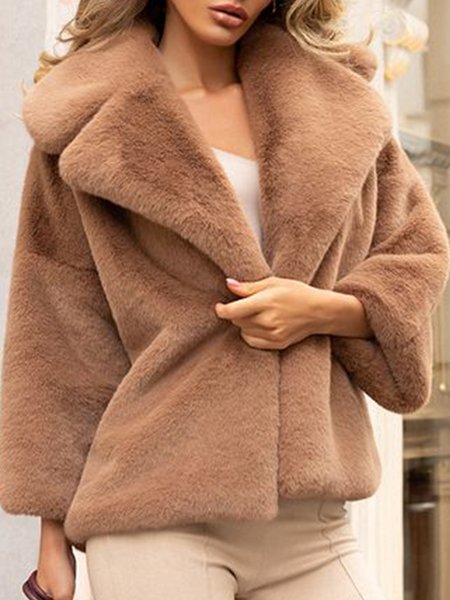 

Vintage Lapel Regular Fit Outerwear, Coffee, Coats