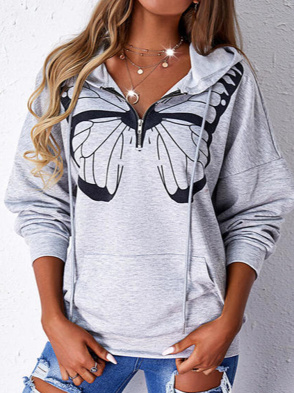 

Hooded Casual Sweatshirt, Gray, Hoodies & Sweatshirts