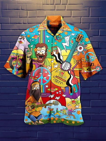 

Music Vintage Short Sleeve Shirts & Tops, As picture, Shirts ＆ Blouse