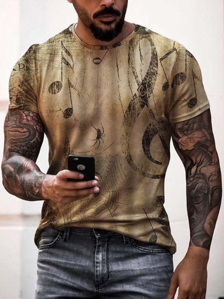 

Crew Neck Casual Short Sleeve Shirts & Tops, As picture, Men's t-shirts