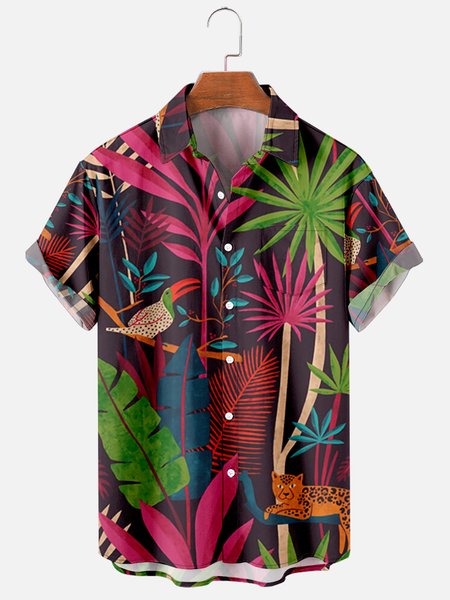 

Party Floral Shirt Collar Shirts, Black, Men's Floral shirt