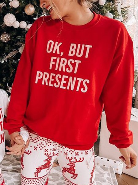 

Casual Loosen Letter Off Shoulder Sweatshirt, Red, Sweatshirts & Hoodies