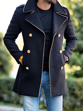 

Cotton Vintage Lapel Overcoat, As picture, Outerwear