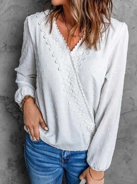 

Cotton Blends Loosen Shirts & Tops, White, Shirts & Blouses
