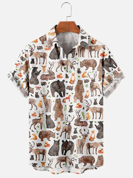

Shirt Collar Animal Party Shirts, As picture, Men's Floral shirt
